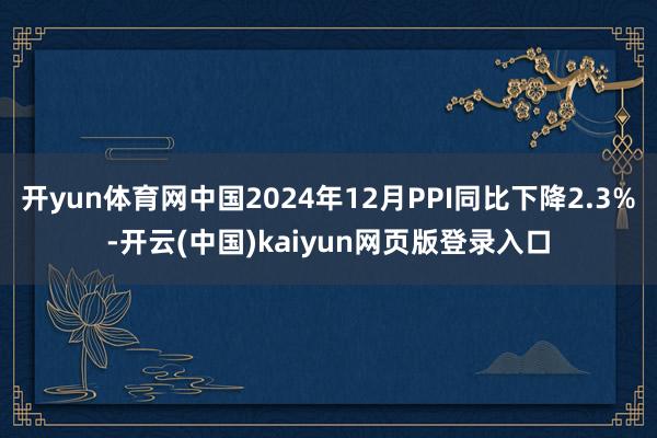 开yun体育网中国2024年12月PPI同比下降2.3%-开云(中国)kaiyun网页版登录入口