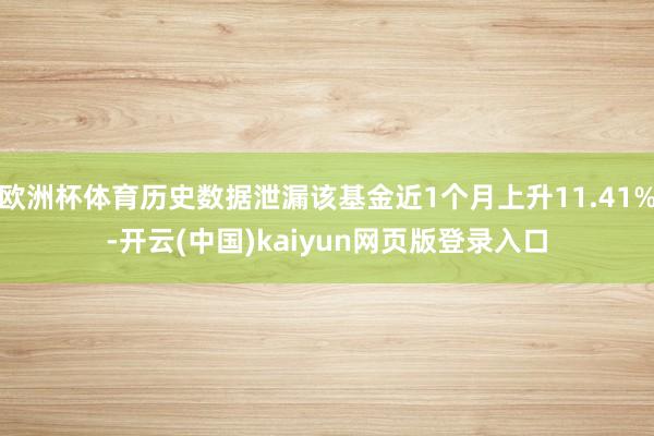 欧洲杯体育历史数据泄漏该基金近1个月上升11.41%-开云(中国)kaiyun网页版登录入口