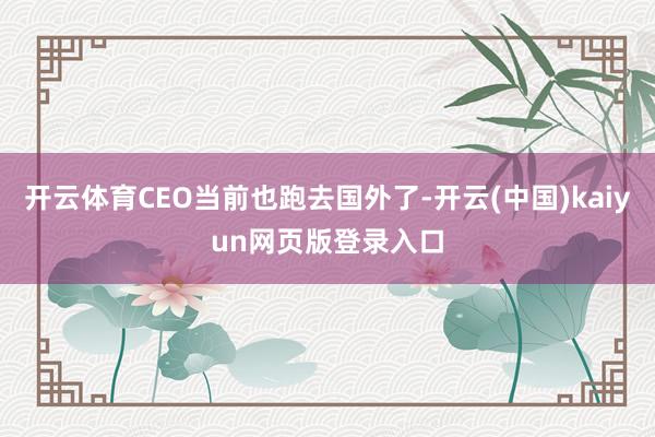 开云体育CEO当前也跑去国外了-开云(中国)kaiyun网页版登录入口
