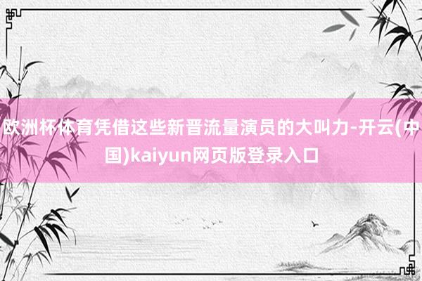 欧洲杯体育凭借这些新晋流量演员的大叫力-开云(中国)kaiyun网页版登录入口