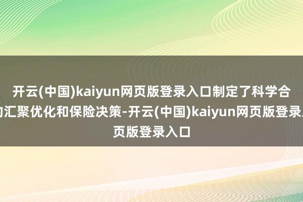 开云(中国)kaiyun网页版登录入口制定了科学合理的汇聚优化和保险决策-开云(中国)kaiyun网页版登录入口
