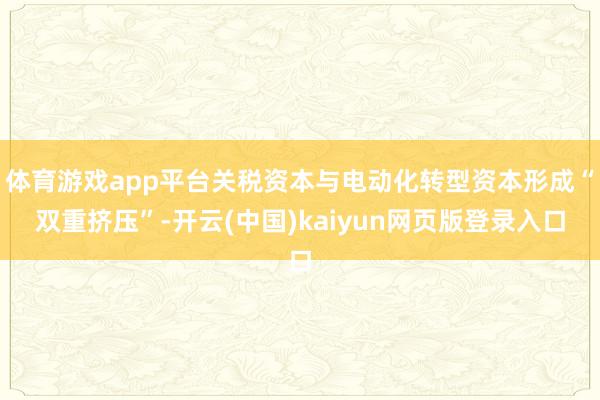体育游戏app平台关税资本与电动化转型资本形成“双重挤压”-开云(中国)kaiyun网页版登录入口