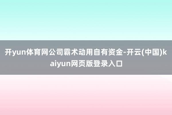 开yun体育网公司霸术动用自有资金-开云(中国)kaiyun网页版登录入口